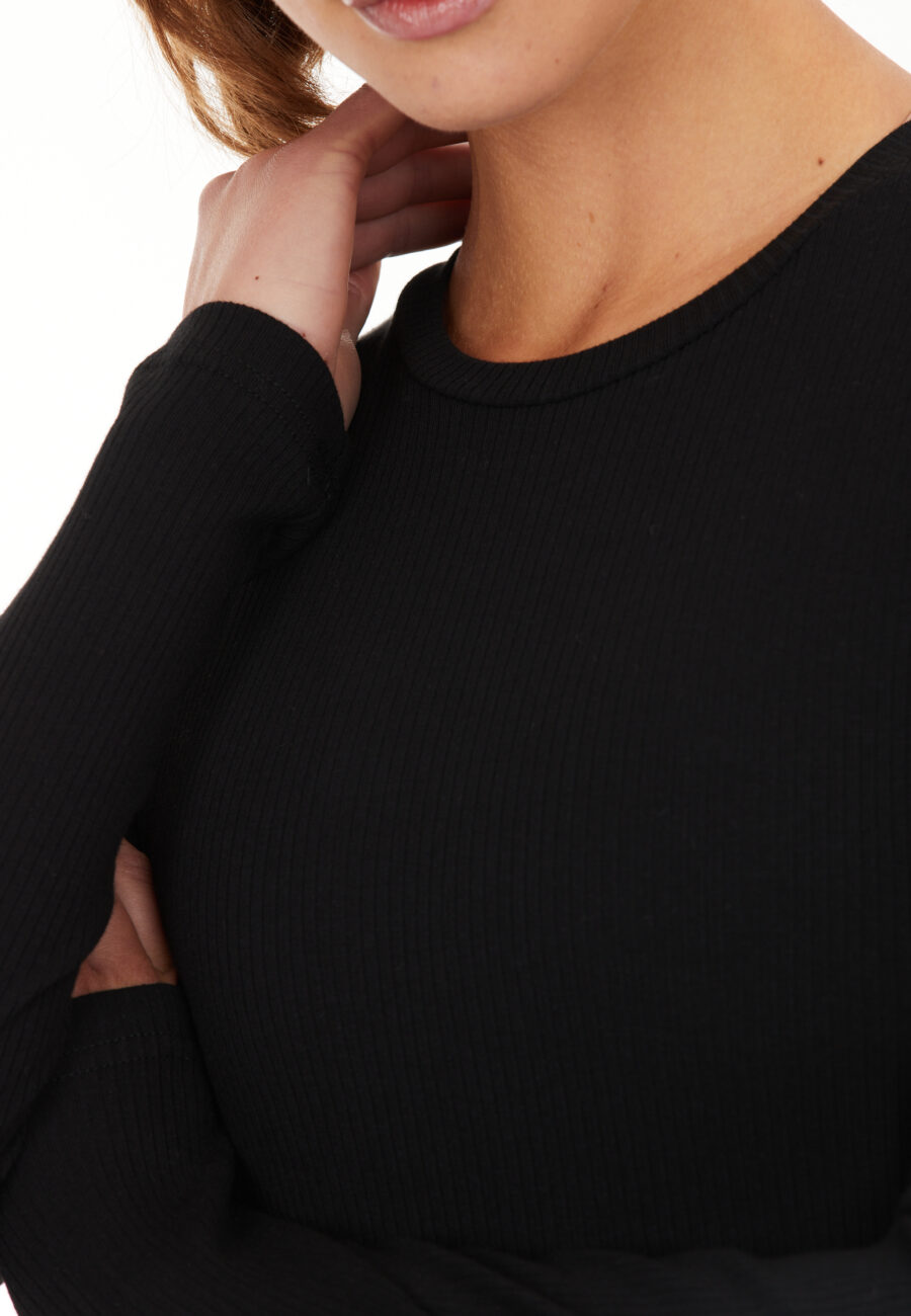 Athlecia Lankae Long Sleeved Rib Stop Pattern T-Shirt, Black - Bild 5