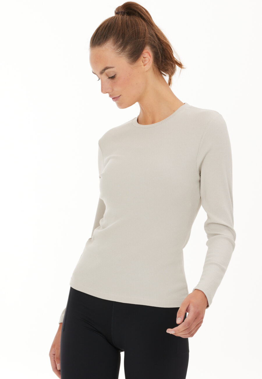Athlecia Lankae Long Sleeved Rib Stop Pattern T-Shirt, Dove
