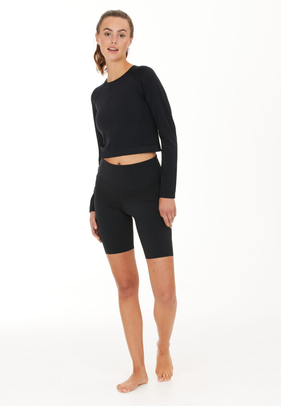 Athlecia Celita Crop Top Long Sleeves, Black - Bild 2