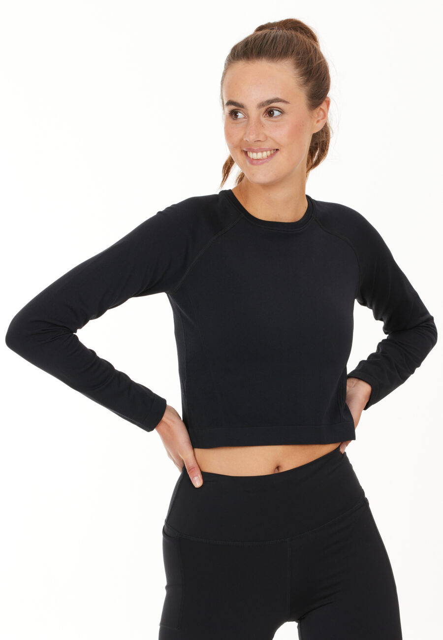 Athlecia Celita Crop Top Long Sleeves, Black