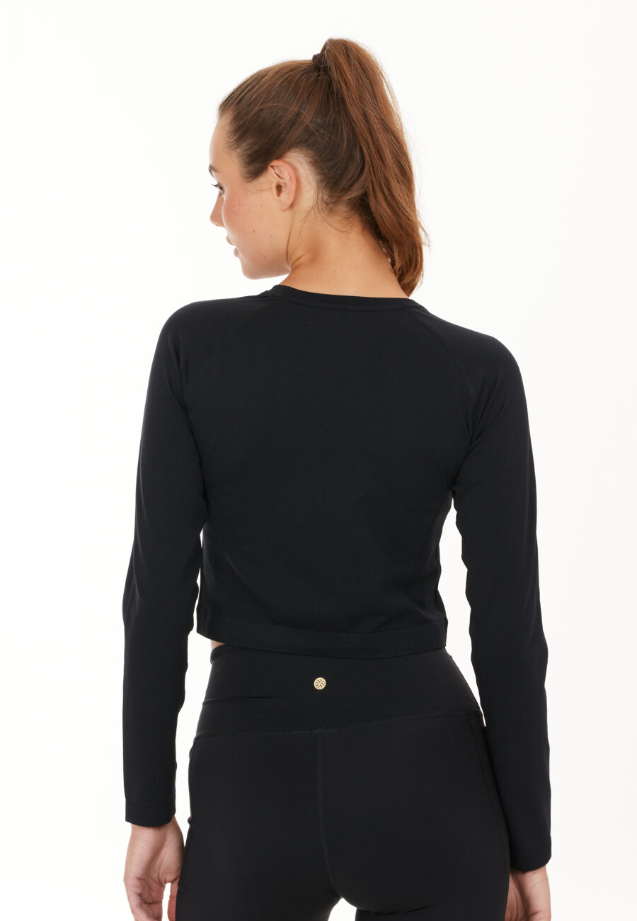 Athlecia Celita Crop Top Long Sleeves, Black - Bild 3