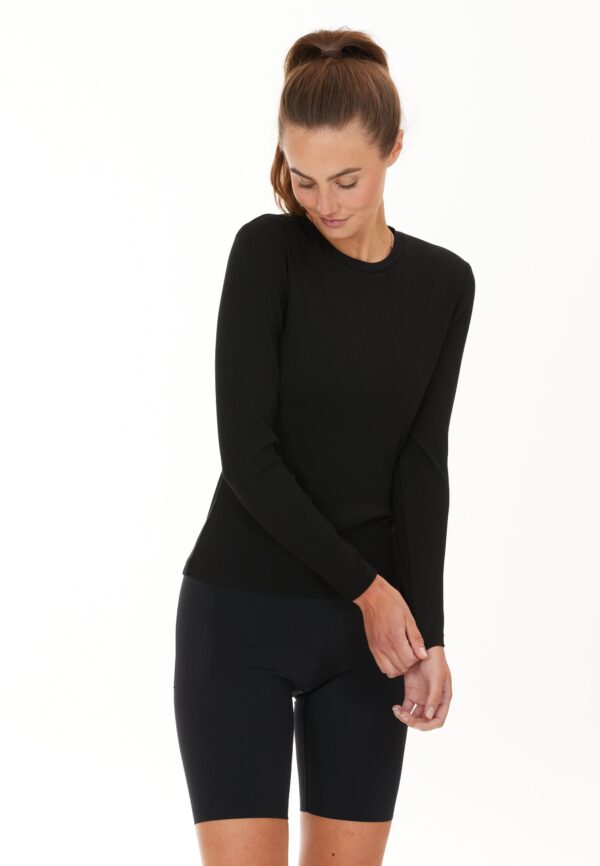 Athlecia Lankae Long Sleeved Rib Stop Pattern T-Shirt, Black