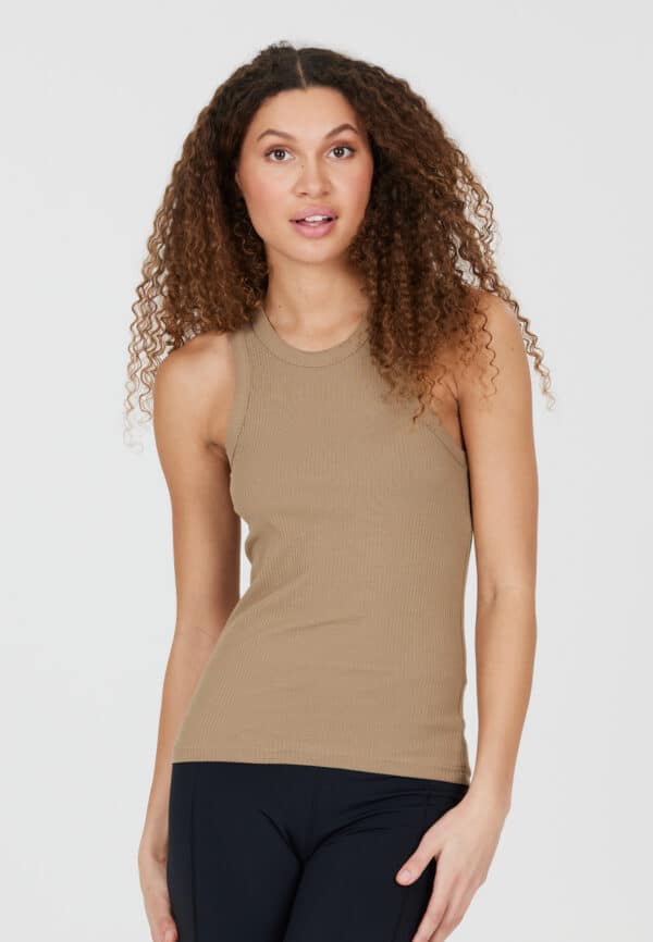 Athlecia Lankae Fitted Ribbed Top, Sepia Tint