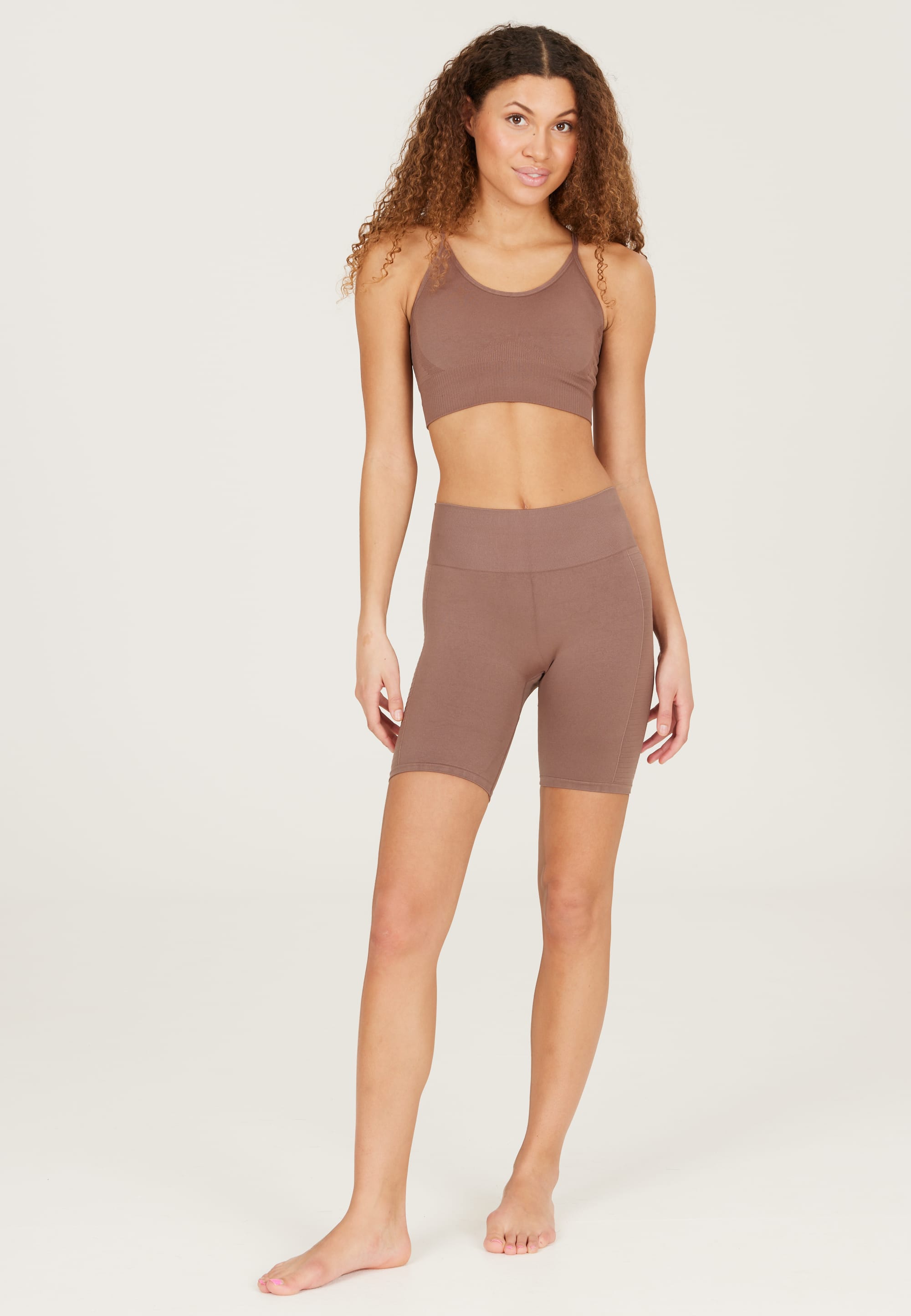 Athlecia Nagar High Waist Biker Shorts, Deap Taupe