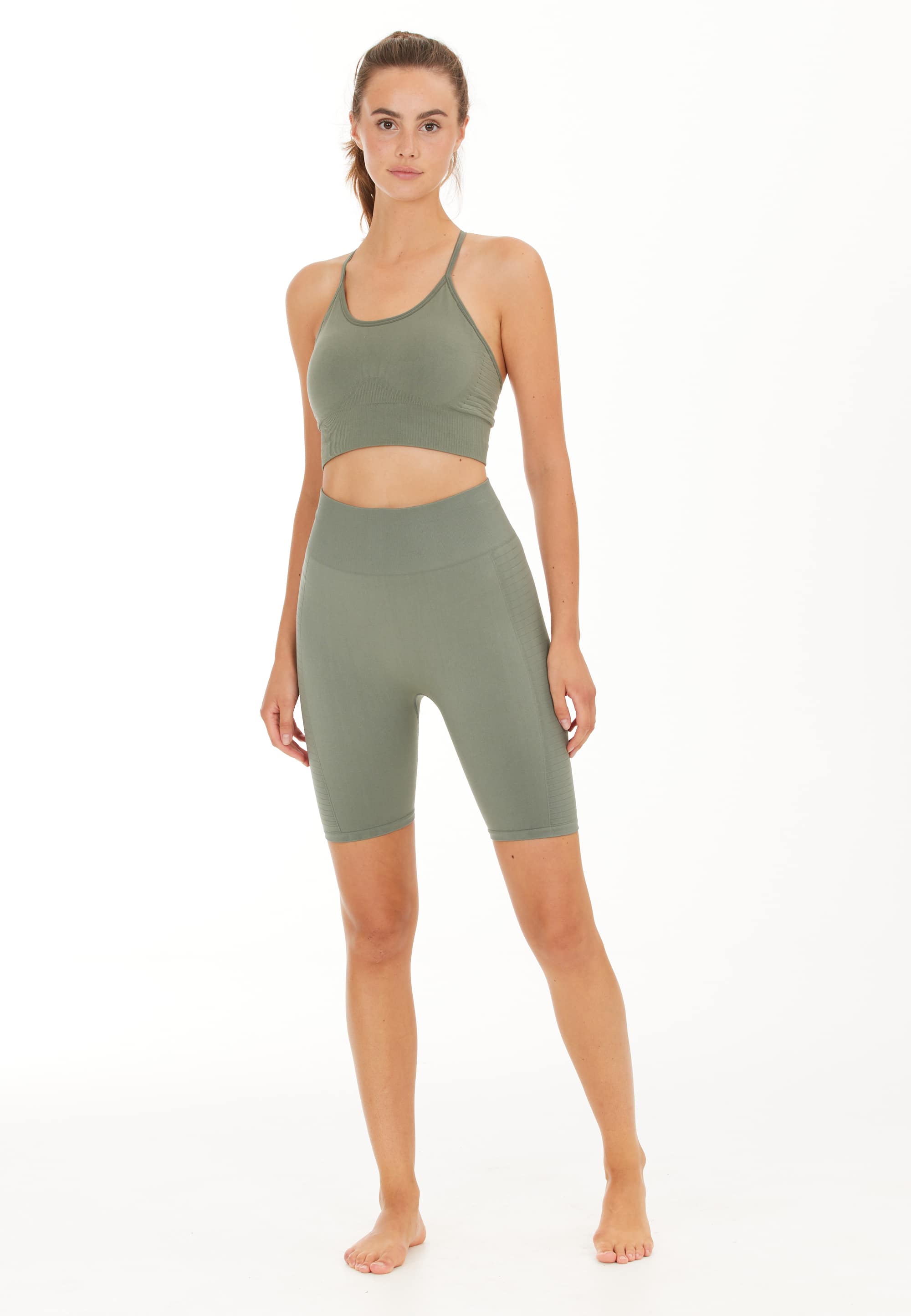 Athlecia Nagar High Waist Biker Shorts, Smoked Sage