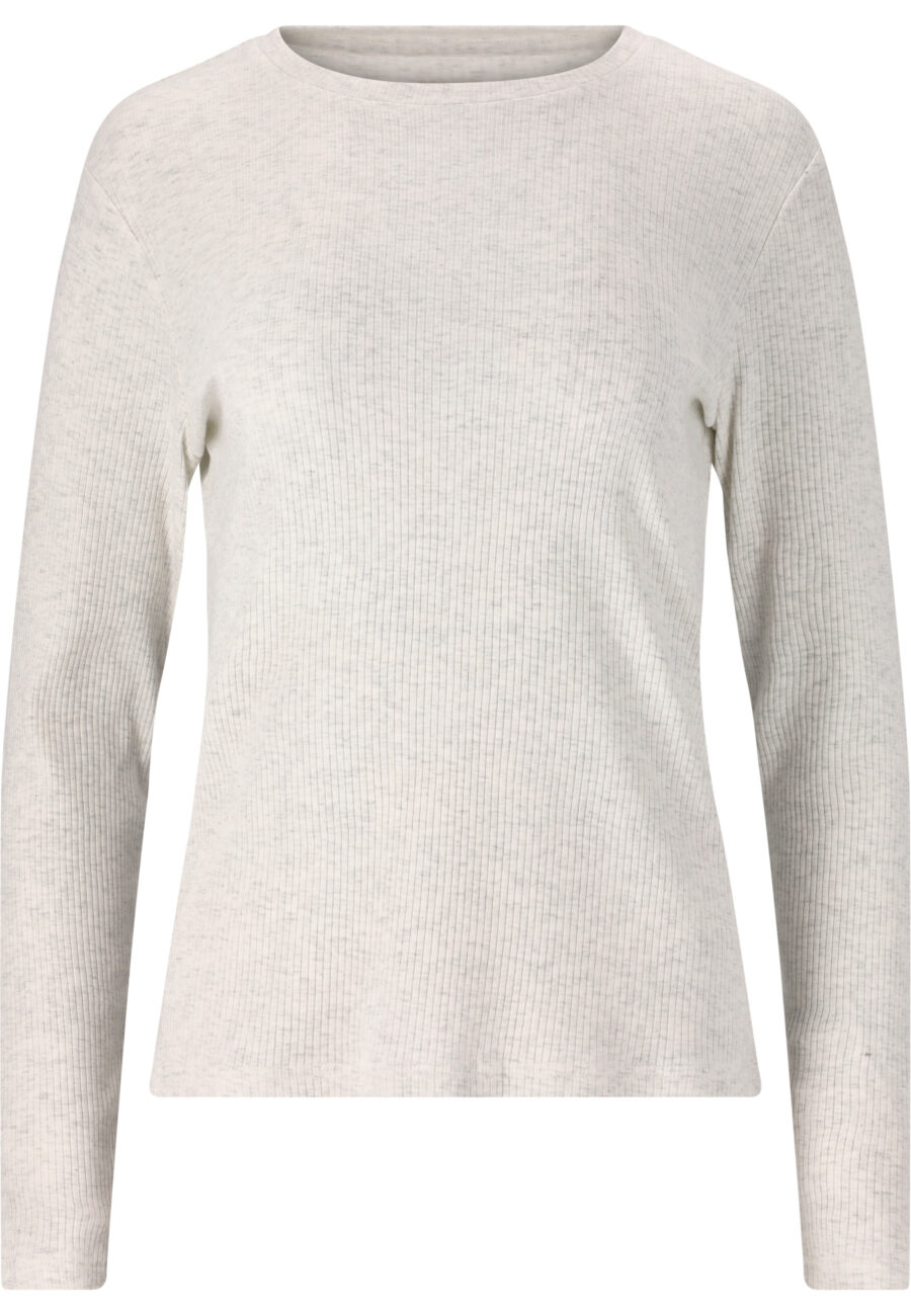 Athlecia Lankae Ribbed Long Sleeve T-Shirt, Light Grey Melange - Image 2