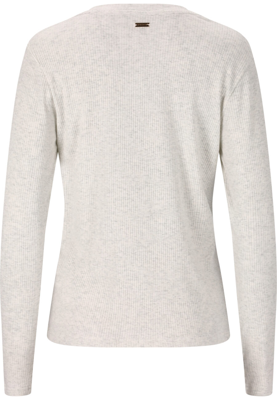 Athlecia Lankae Ribbed Long Sleeve T-Shirt, Light Grey Melange - Image 3