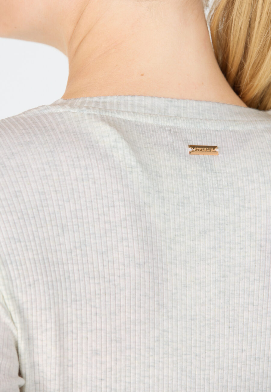 Athlecia Lankae Ribbed Long Sleeve T-Shirt, Light Grey Melange - Image 5