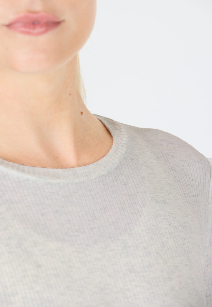 Athlecia Lankae Ribbed Long Sleeve T-Shirt, Light Grey Melange - Image 6