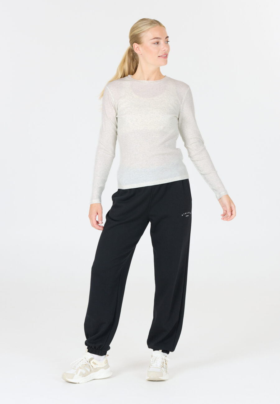 Athlecia Lankae Ribbed Long Sleeve T-Shirt, Light Grey Melange - Image 7