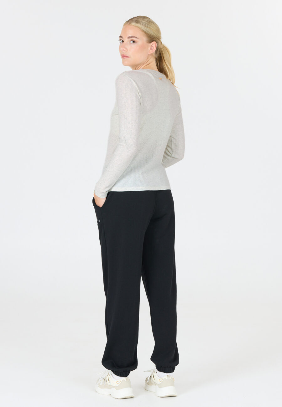 Athlecia Lankae Ribbed Long Sleeve T-Shirt, Light Grey Melange - Image 8