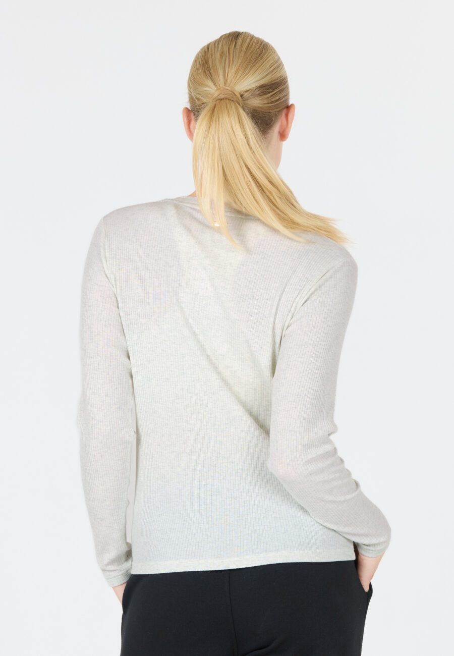 Athlecia Lankae Ribbed Long Sleeve T-Shirt, Light Grey Melange - Image 10