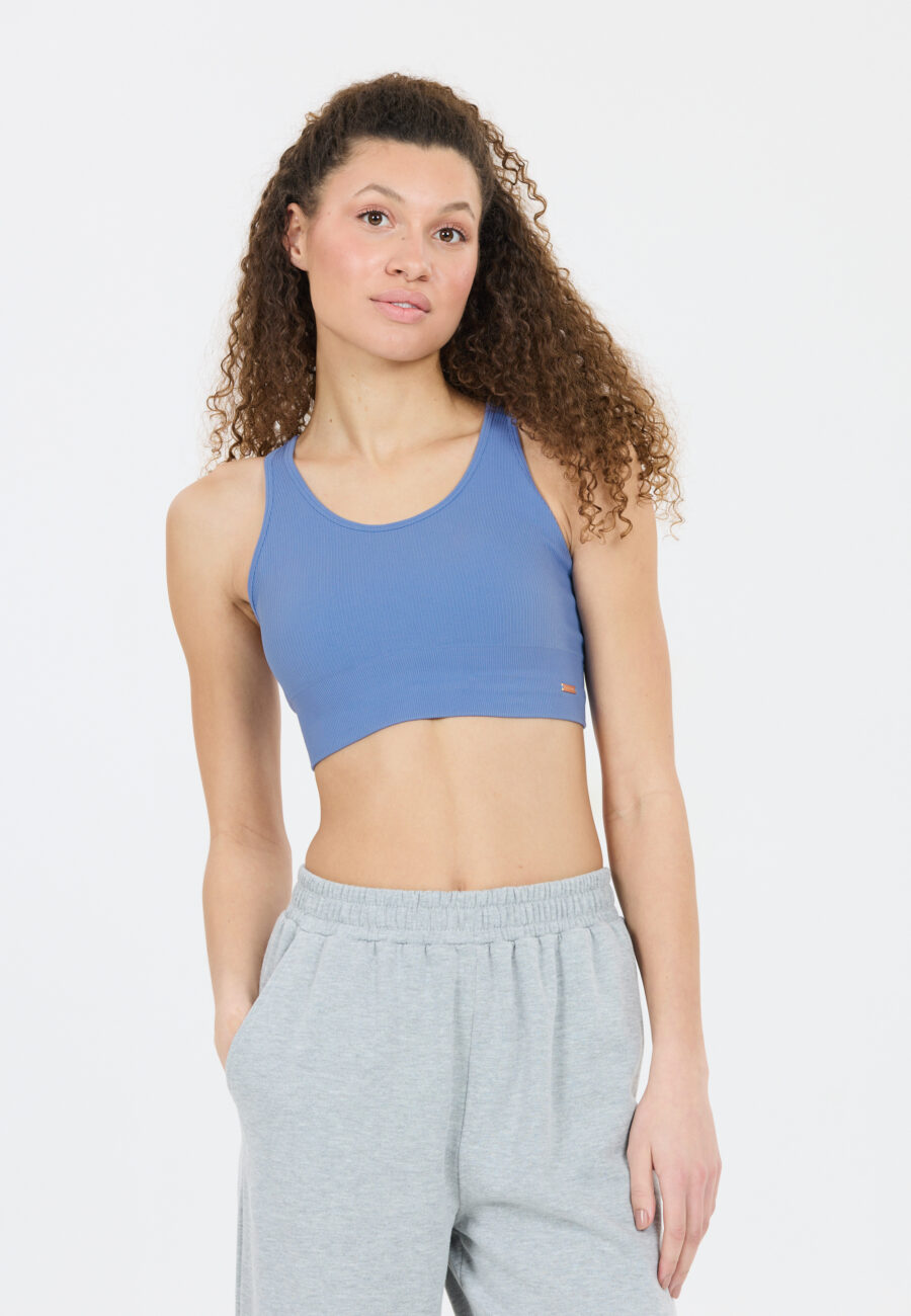 Athlecia Aideny Seamless Rib Sports Bra, Ebb and Flow