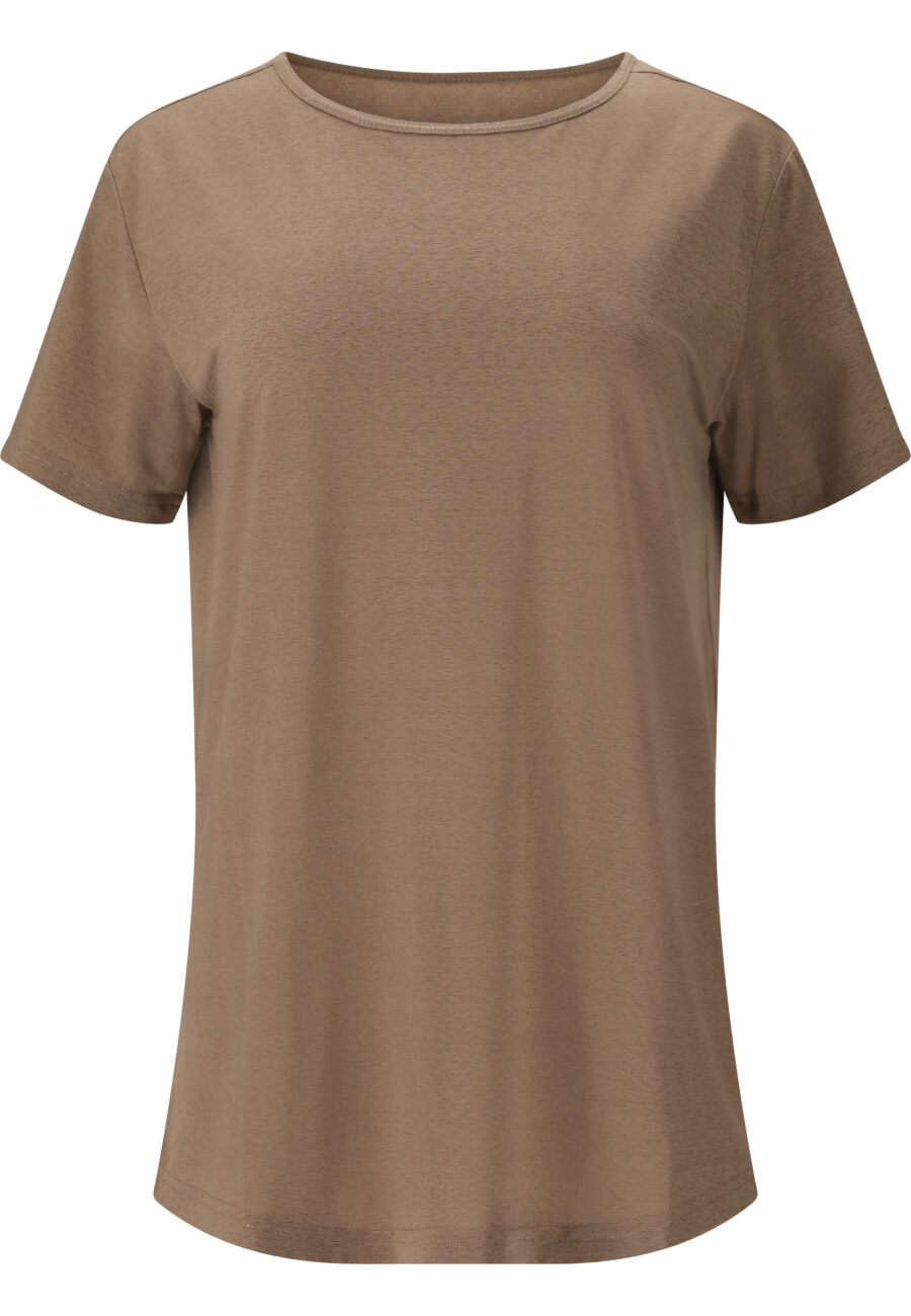 Athlecia Lizzy Stylish Slub Short Sleeve Tee, Walnut - Image 2