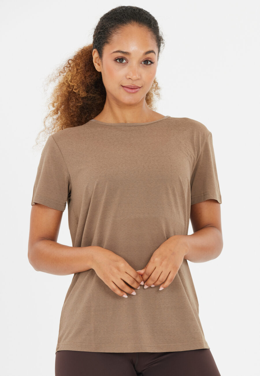 Athlecia Lizzy Stylish Slub Short Sleeve Tee, Walnut