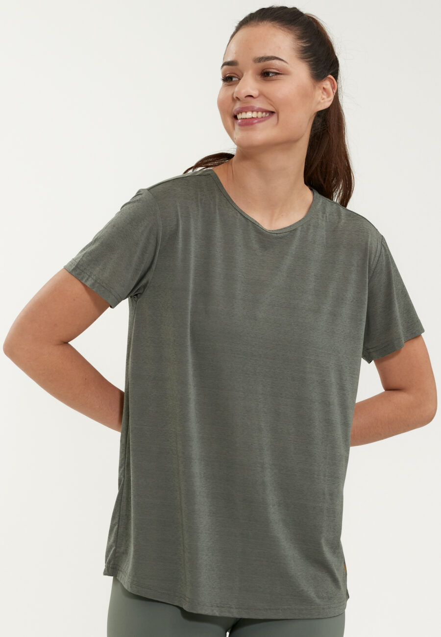 Athlecia Lizzy Stylish Slub Short Sleeve Tee, Desert Green