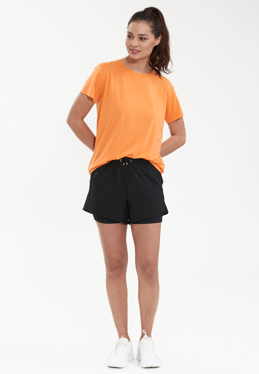 Athlecia Lizzy Slub Short Sleeve T-shirt, Tangerine - Image 6