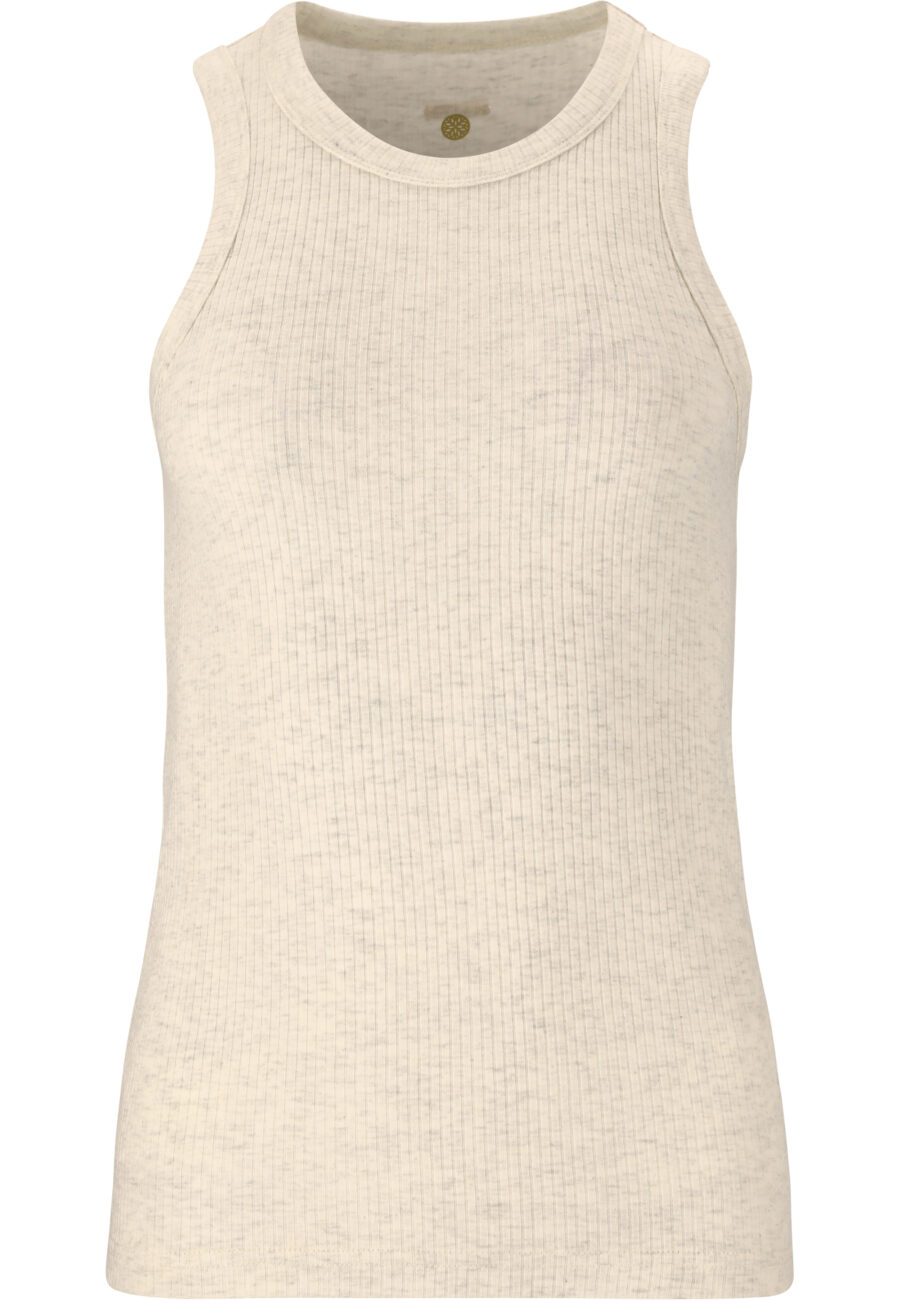 Athlecia Lankae Fitted Ribbed Top, Light Grey Melange - Image 4