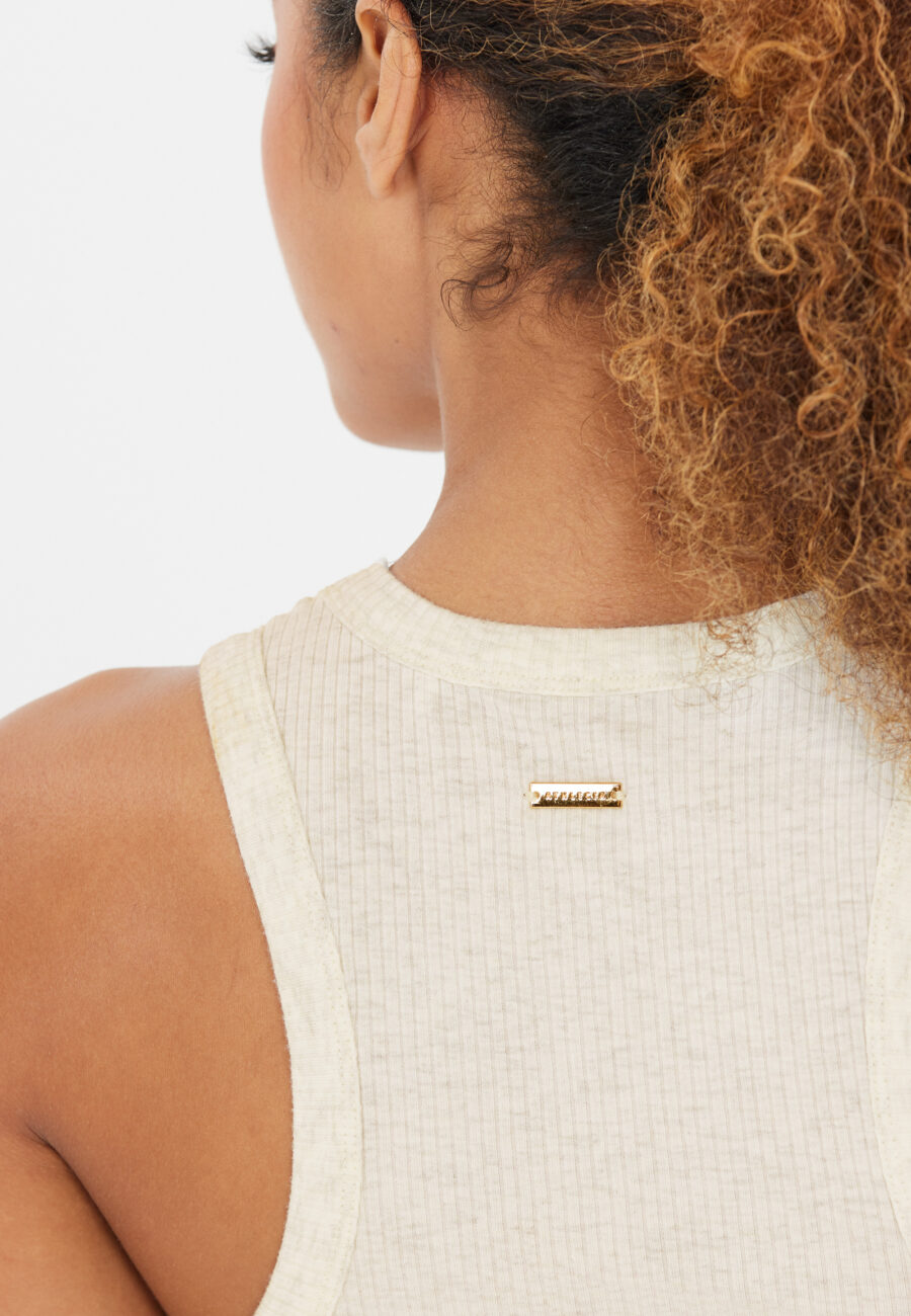 Athlecia Lankae Fitted Ribbed Top, Light Grey Melange - Image 3