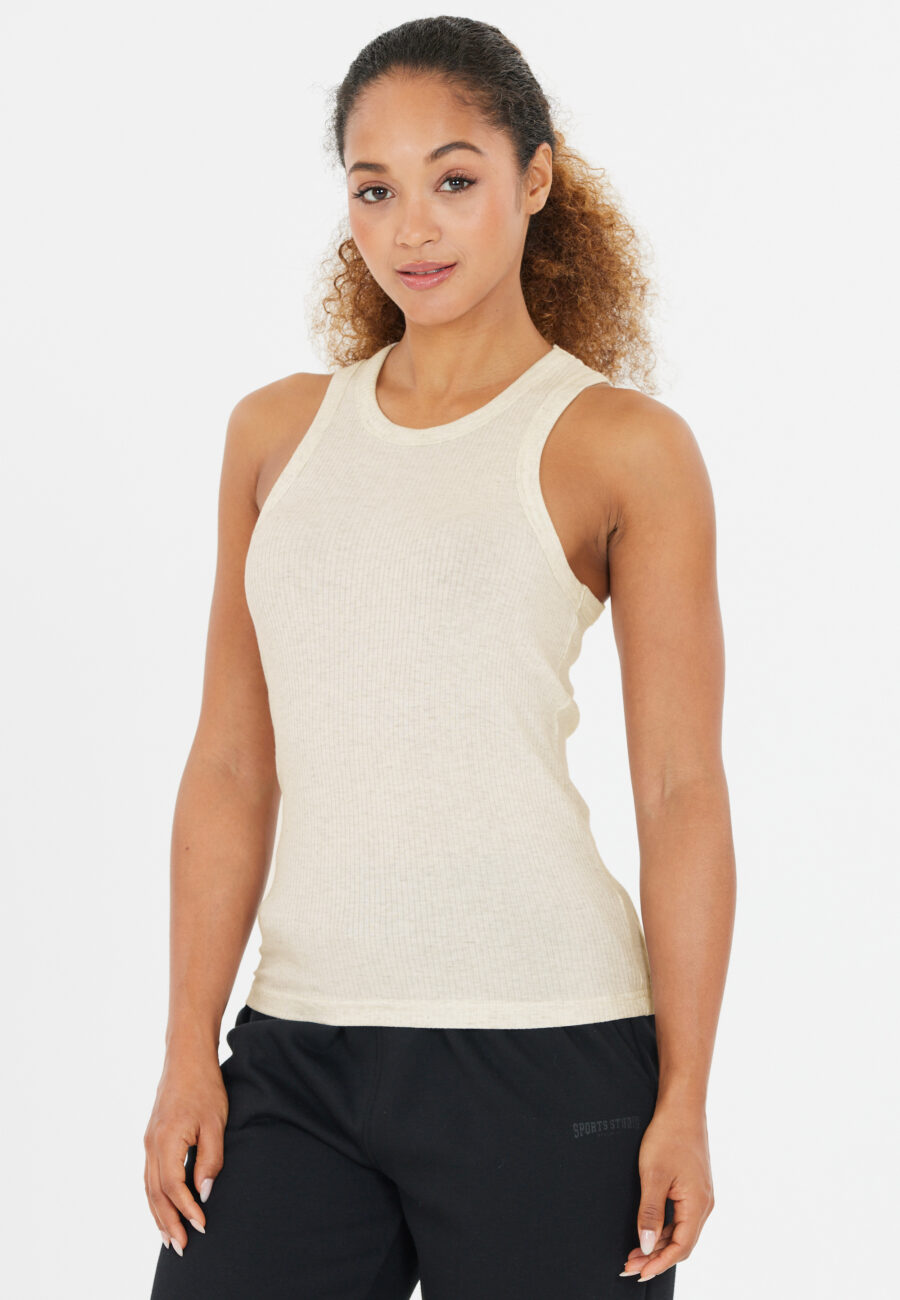 Athlecia Lankae Fitted Ribbed Top, Light Grey Melange