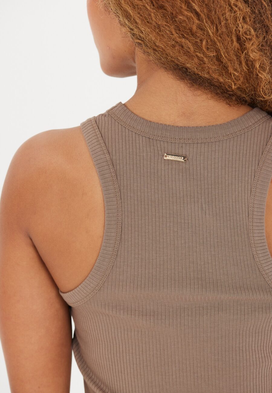 Athlecia Lankae Fitted Ribbed Top, Walnut - Image 2