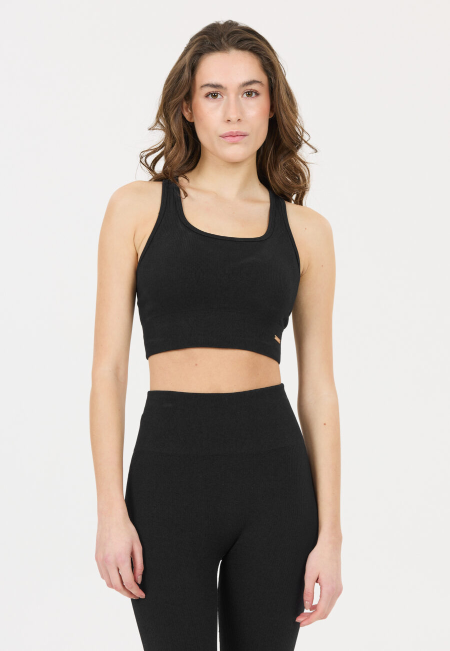Athlecia Aideny Seamless Rib Sports Bra, Black