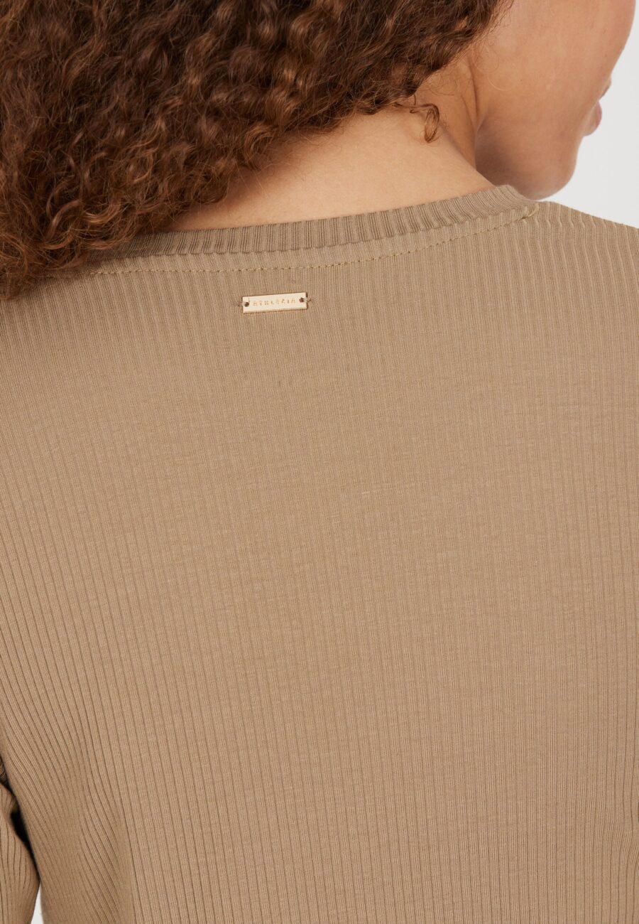 Athlecia Lankae Ribbed Long Sleeve T-Shirt, Sepia Tint - Image 5