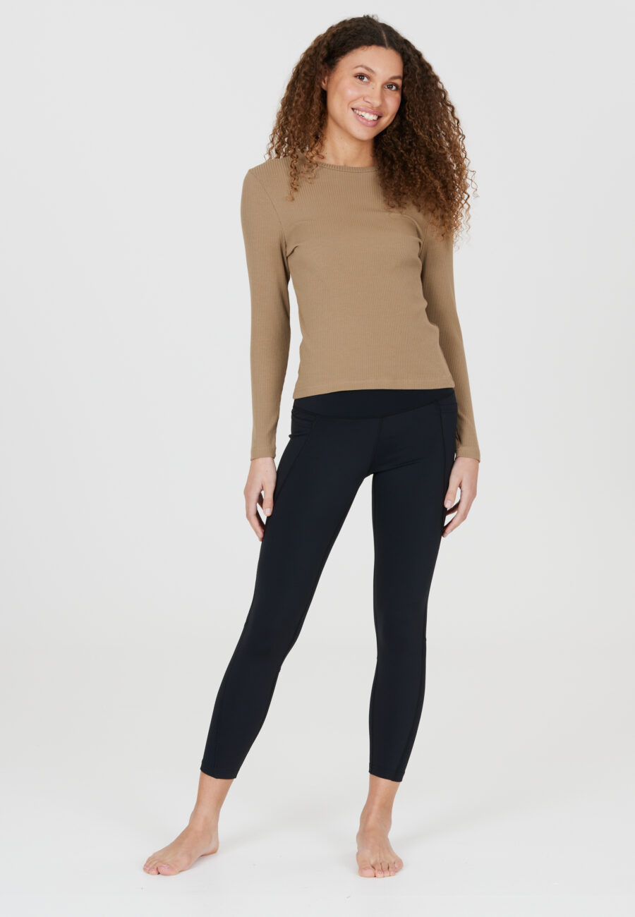 Athlecia Lankae Ribbed Long Sleeve T-Shirt, Sepia Tint - Image 6