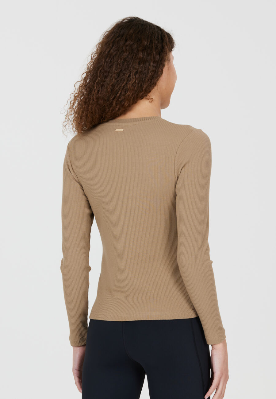Athlecia Lankae Ribbed Long Sleeve T-Shirt, Sepia Tint - Image 8