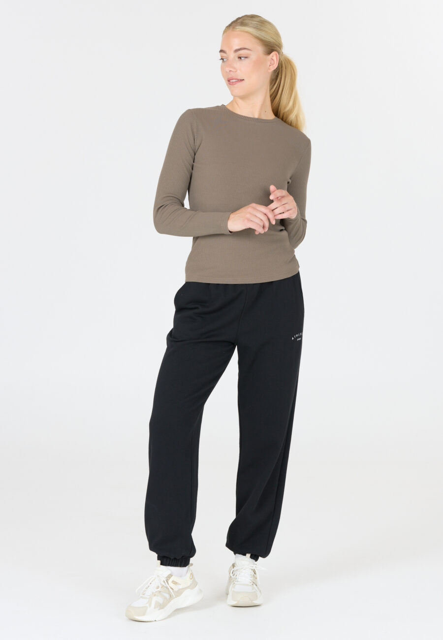 Athlecia Lankae Ribbed Long Sleeve T-Shirt, Walnut - Image 3
