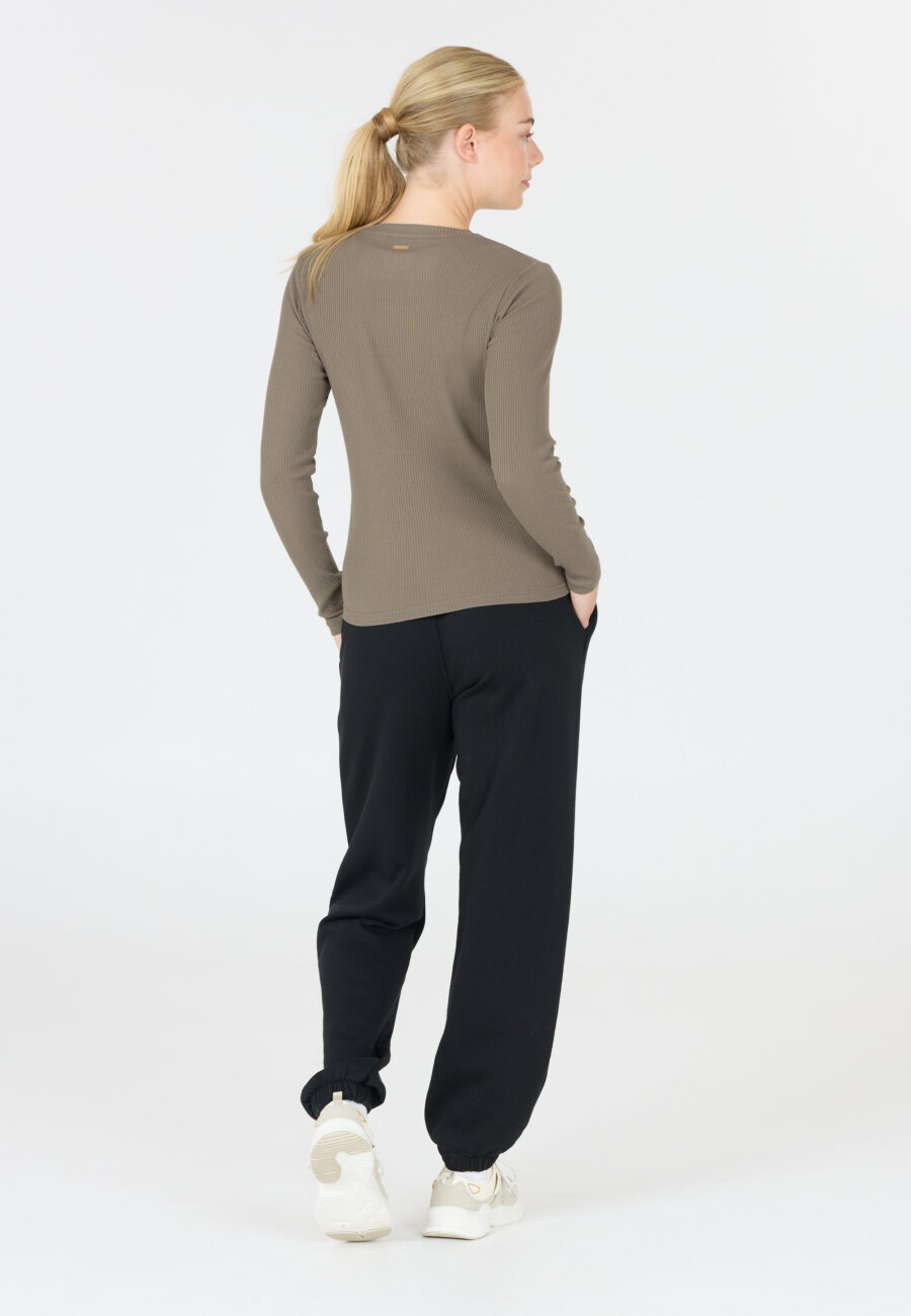 Athlecia Lankae Ribbed Long Sleeve T-Shirt, Walnut - Image 2