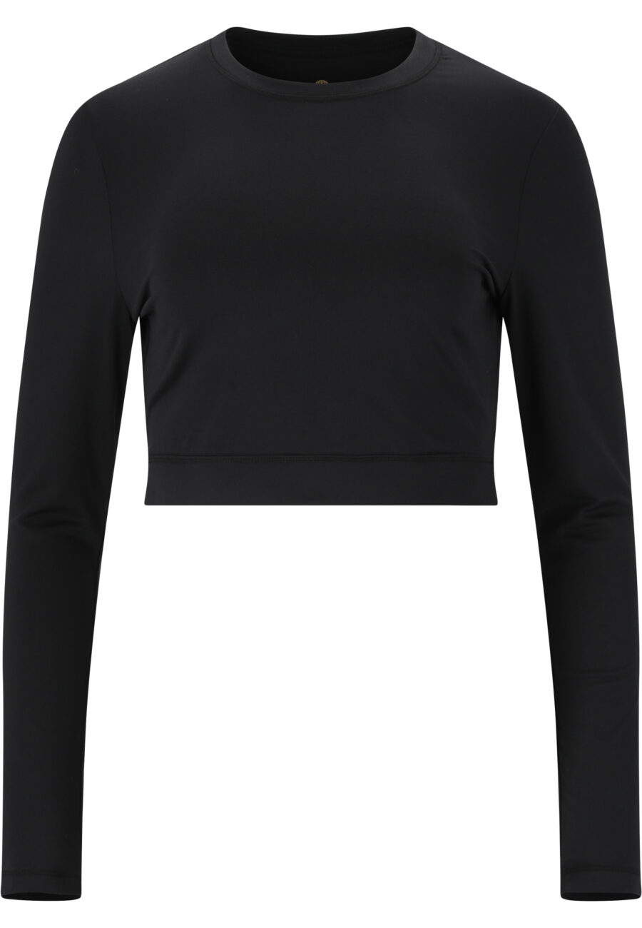 Athlecia Marianne Womens Cropped Long Sleeve Tee, Black - Image 2
