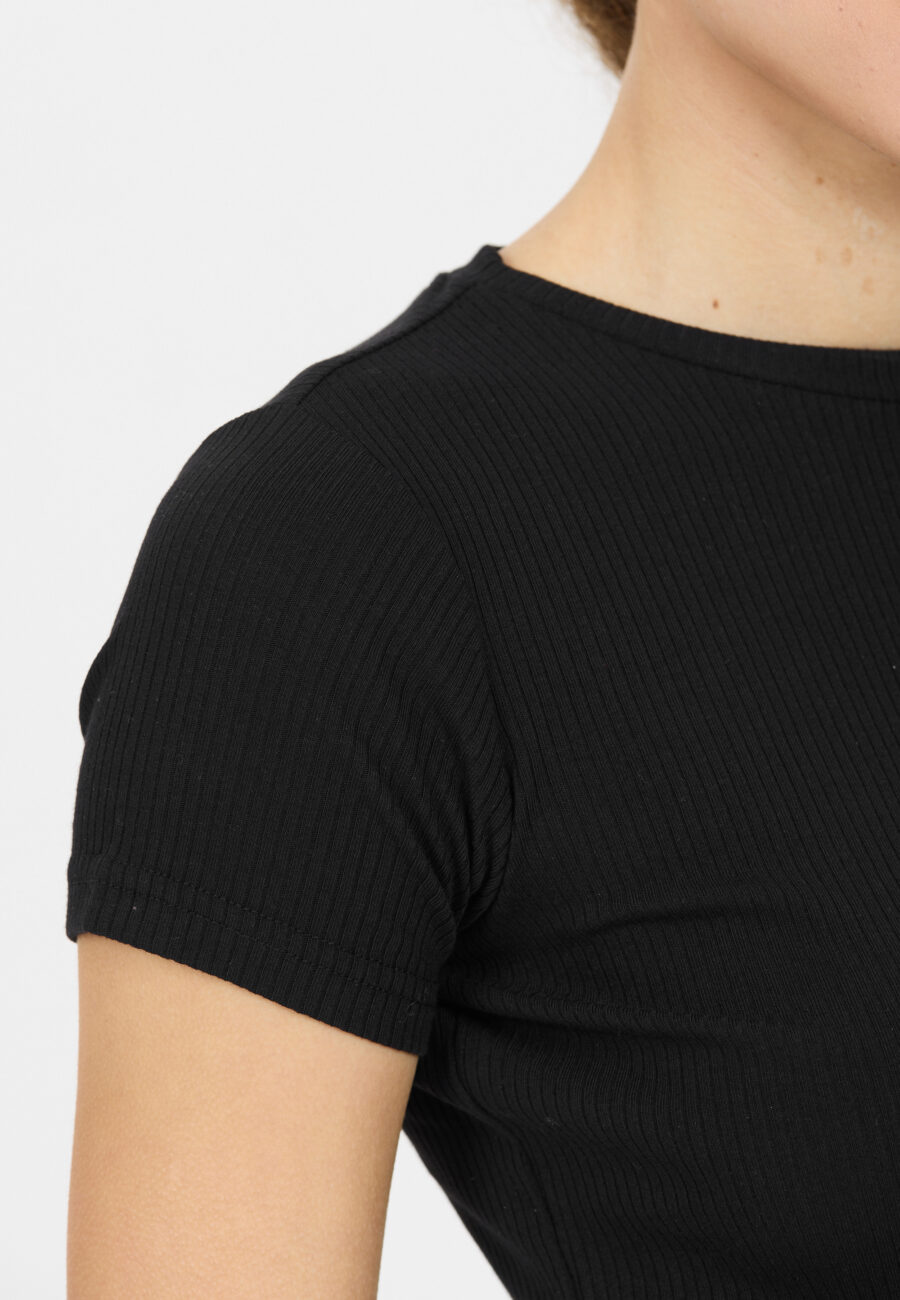 Athlecia Lankae Ribbed Short Sleeve T-Shirt, Black - Image 2