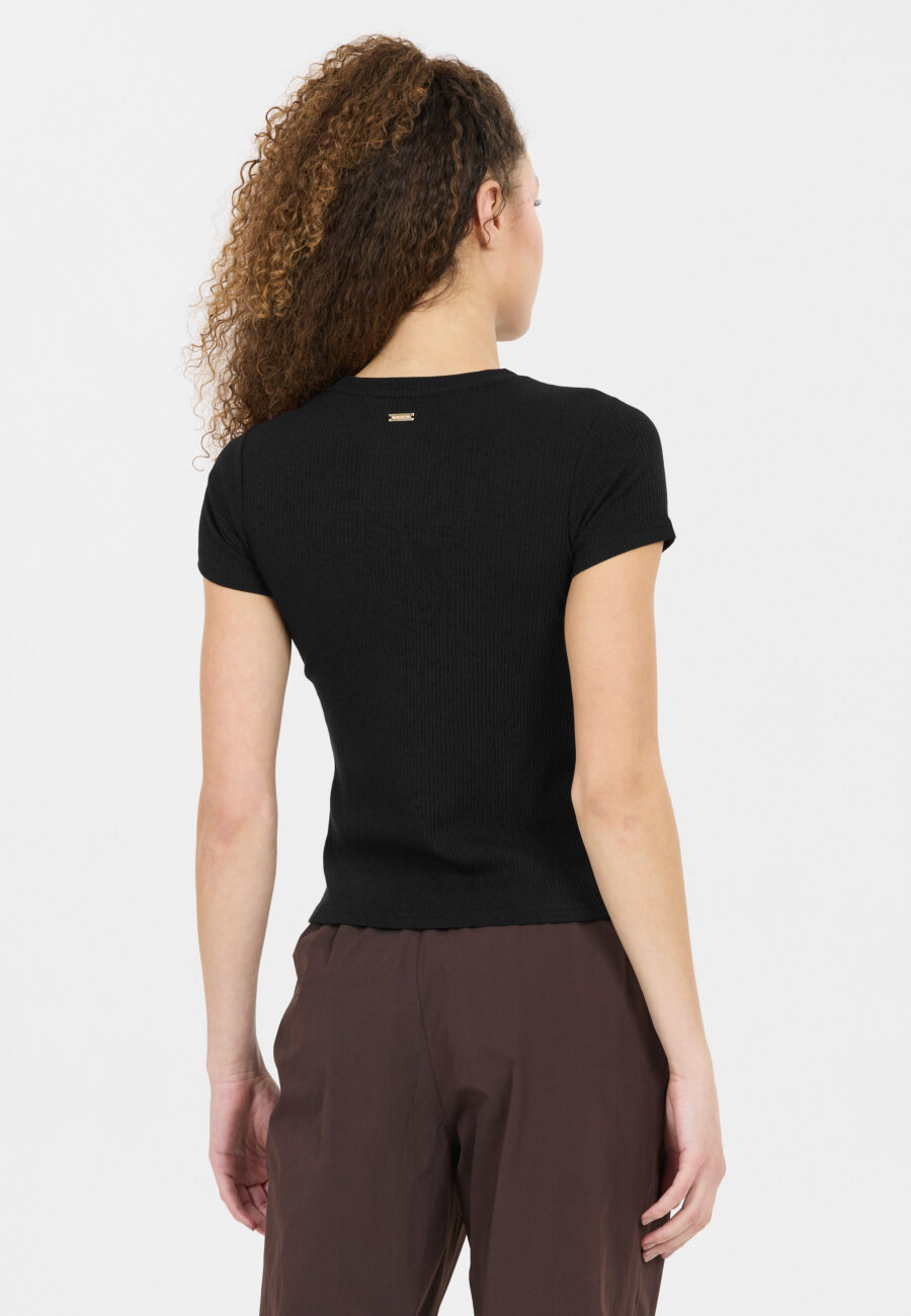 Athlecia Lankae Ribbed Short Sleeve T-Shirt, Black - Image 5