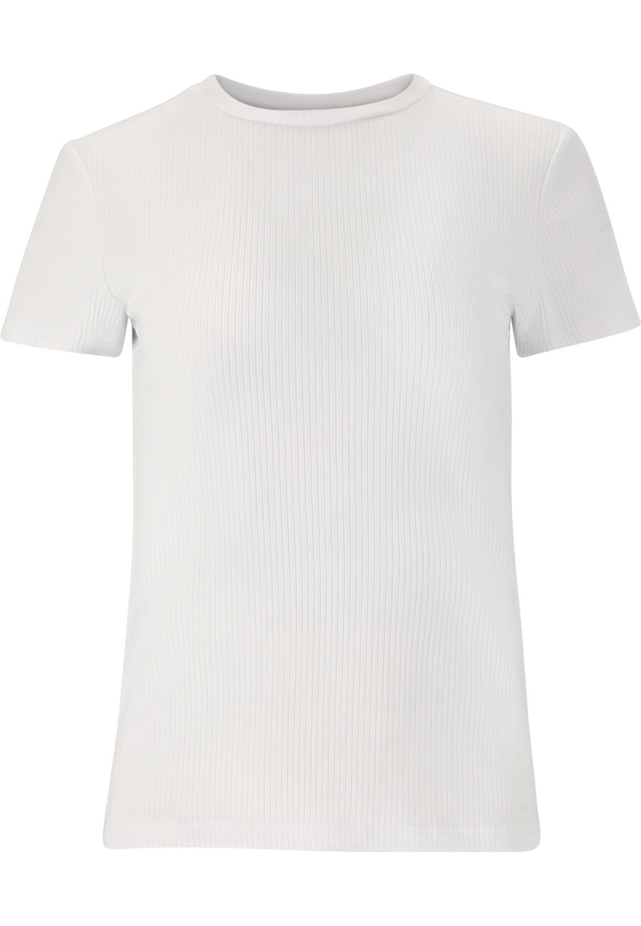 Athlecia Lankae Ribbed Short Sleeve T-Shirt, White - Image 2