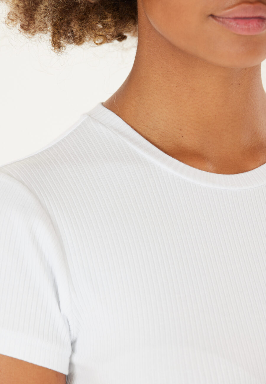 Athlecia Lankae Ribbed Short Sleeve T-Shirt, White - Image 5