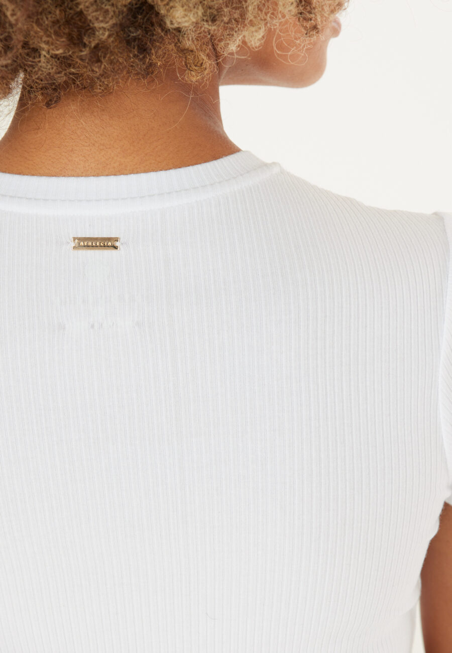 Athlecia Lankae Ribbed Short Sleeve T-Shirt, White - Image 6