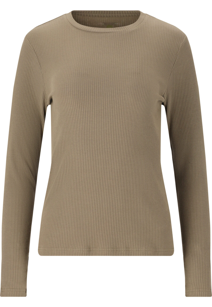 Athlecia Lankae Ribbed Long Sleeve T-Shirt, Vintage Khaki - Image 3