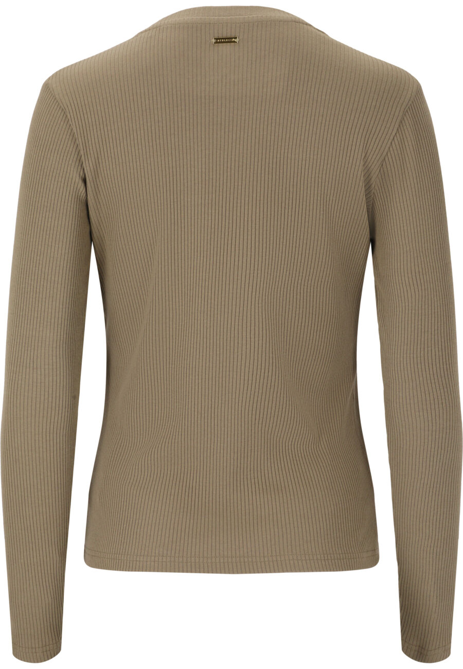 Athlecia Lankae Ribbed Long Sleeve T-Shirt, Vintage Khaki - Image 4