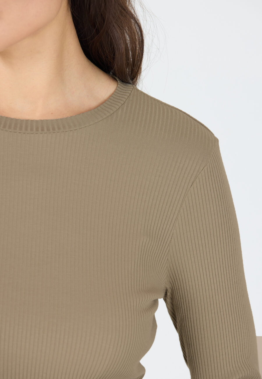 Athlecia Lankae Ribbed Long Sleeve T-Shirt, Vintage Khaki - Image 6
