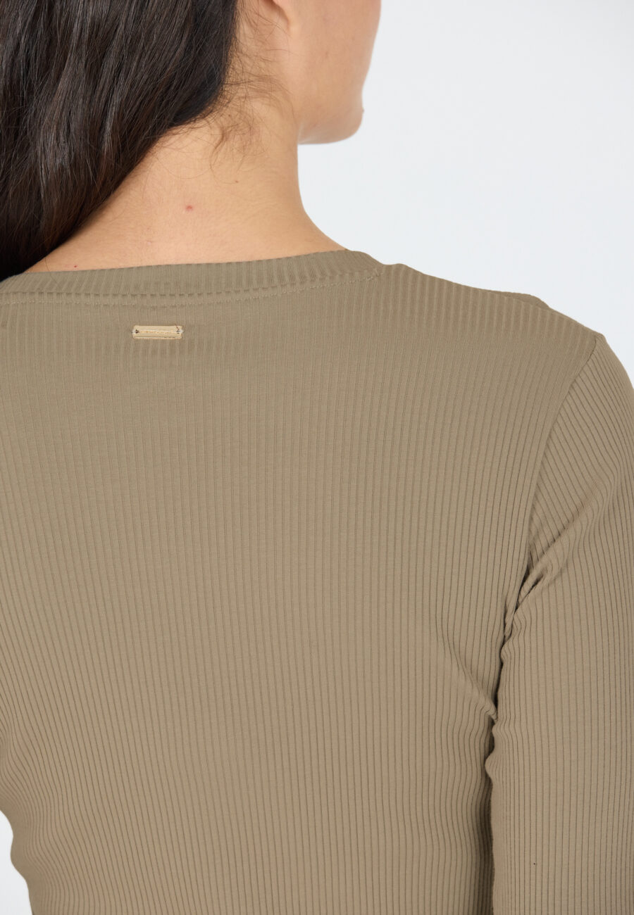 Athlecia Lankae Ribbed Long Sleeve T-Shirt, Vintage Khaki - Image 2