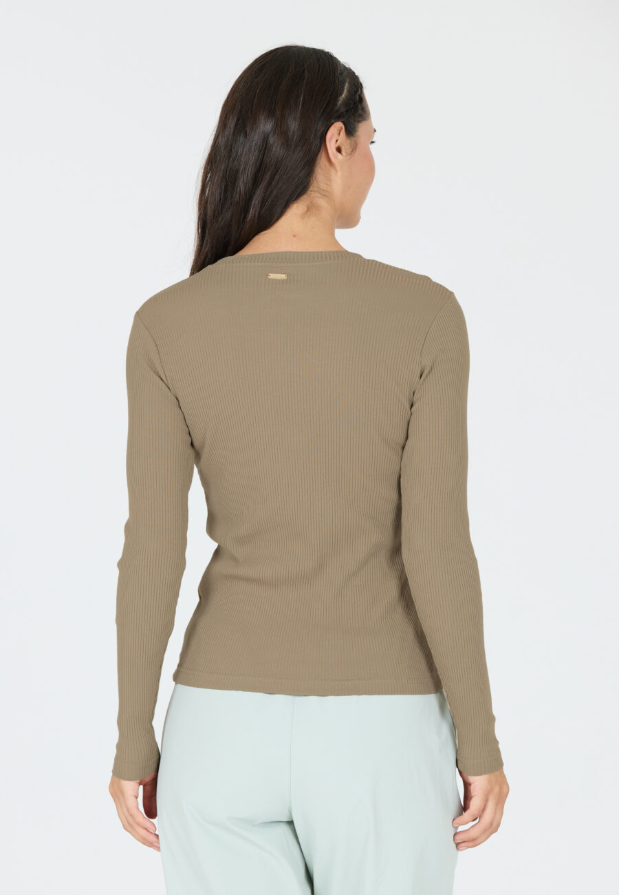 Athlecia Lankae Ribbed Long Sleeve T-Shirt, Vintage Khaki - Image 10
