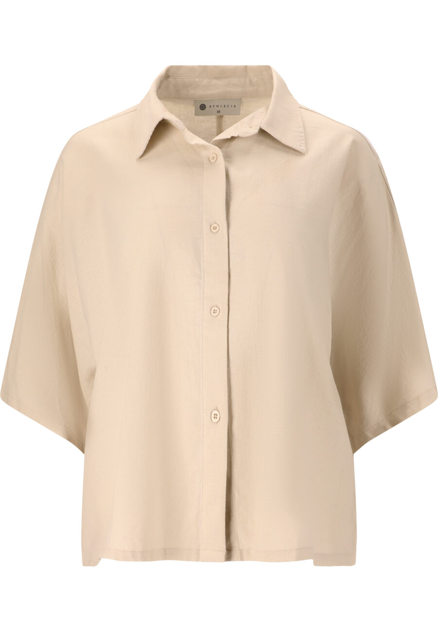 Athlecia Resort Short Sleeve Linen Blend Shirt, Natural - Image 9