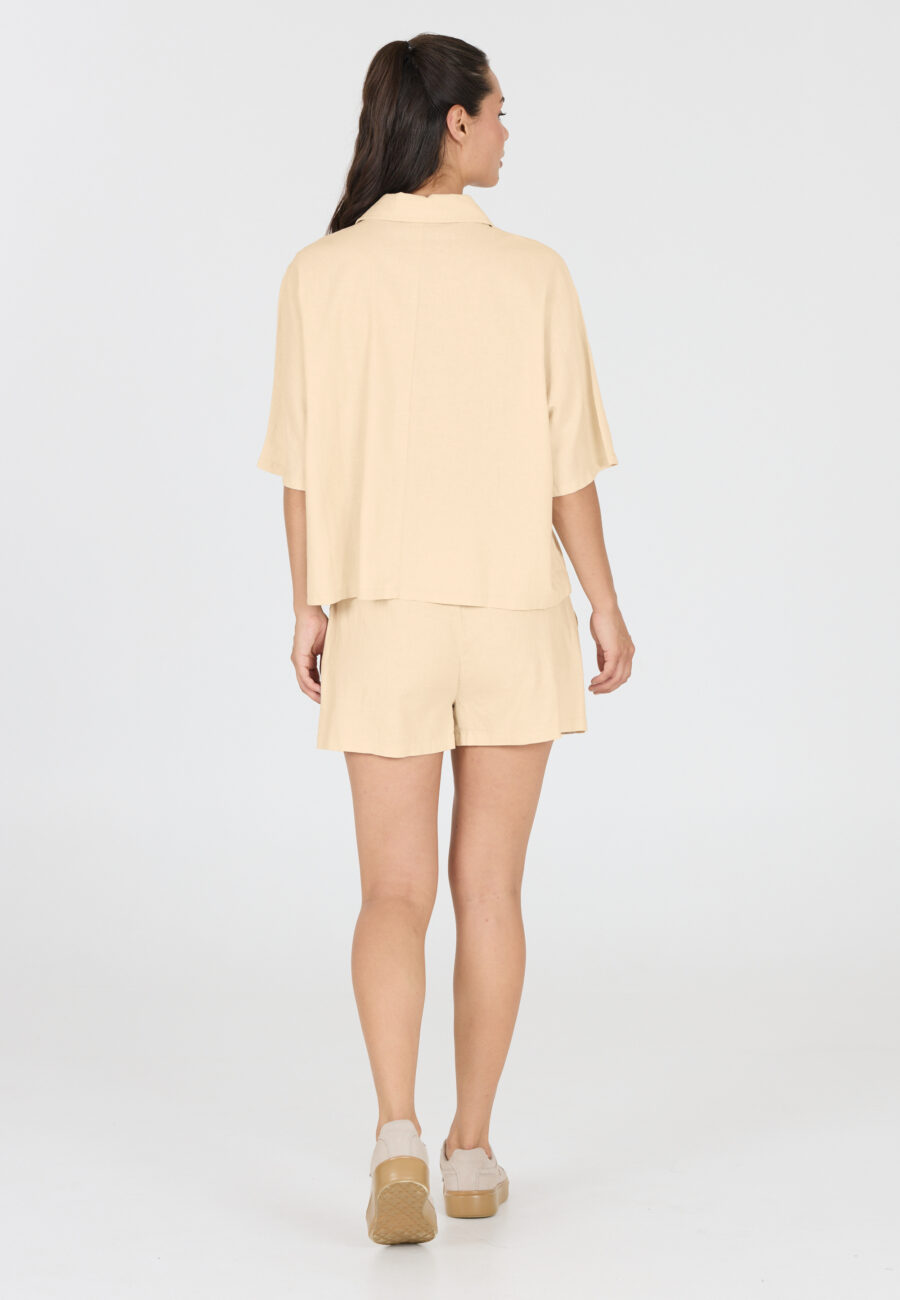 Athlecia Resort Short Sleeve Linen Blend Shirt, Natural - Image 4