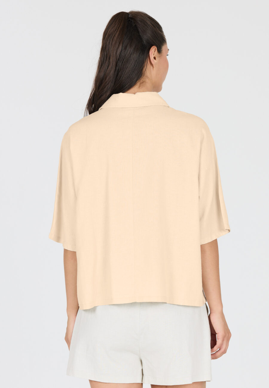 Athlecia Resort Short Sleeve Linen Blend Shirt, Natural - Image 2
