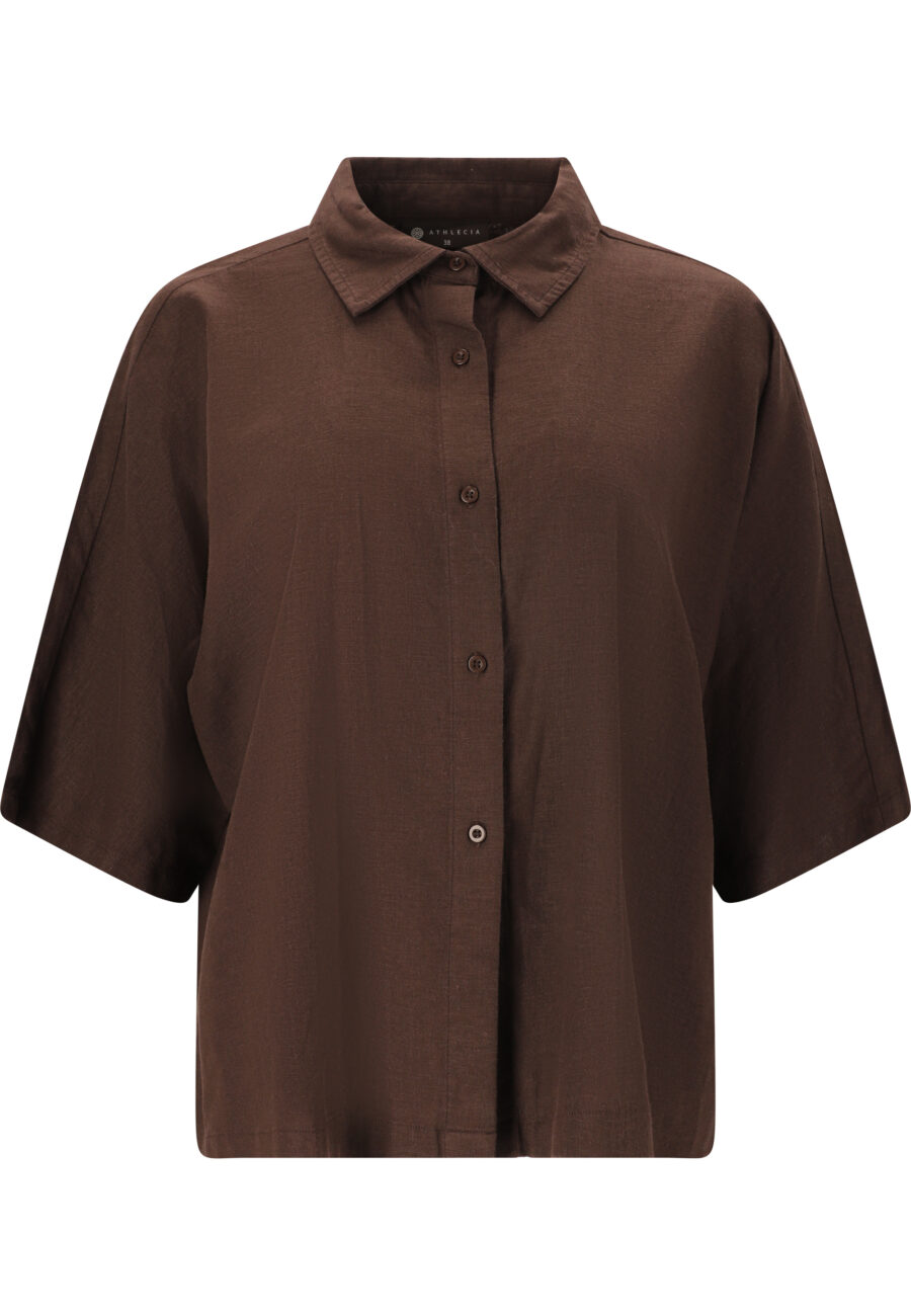 Athlecia Resort Short Sleeve Linen Blend Shirt, Java - Image 2