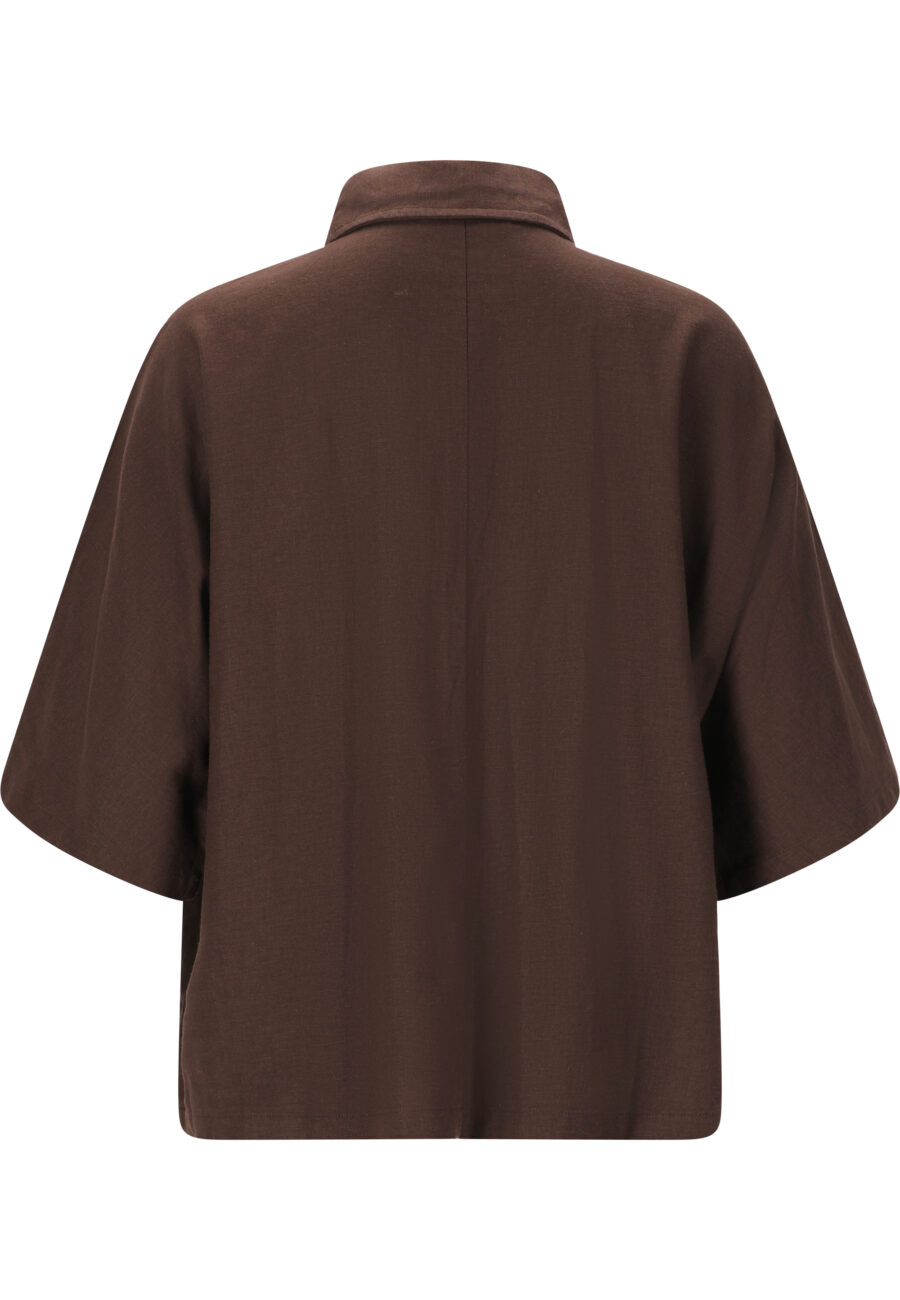 Athlecia Resort Short Sleeve Linen Blend Shirt, Java - Image 3