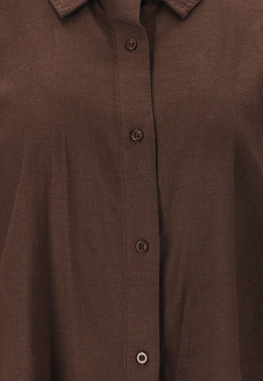 Athlecia Resort Short Sleeve Linen Blend Shirt, Java - Image 4