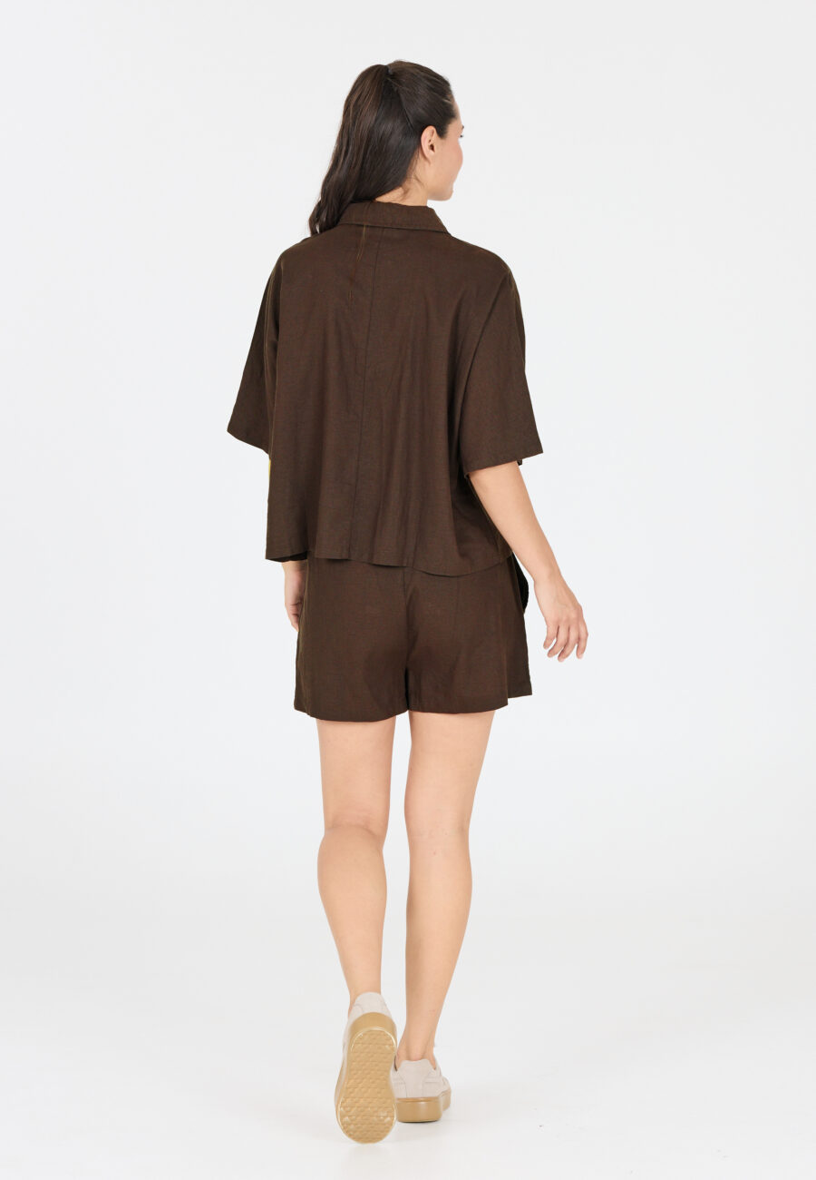Athlecia Resort Short Sleeve Linen Blend Shirt, Java - Image 7