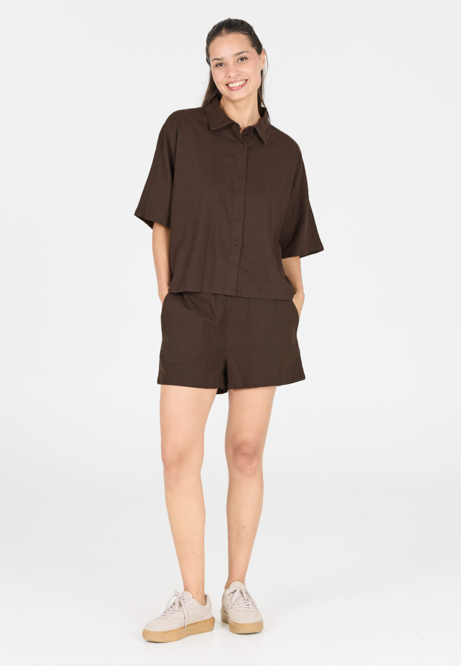 Athlecia Resort W Comfortable Linen Blend Shorts, Java